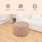 Round Plush Ottoman Pouf Stuffed– Fluffy Ottoman Foot Rest with Modern Foam Filler 20" x 14" Cozy Floor Pouf for Living Room & Bedroom - color: Coffee