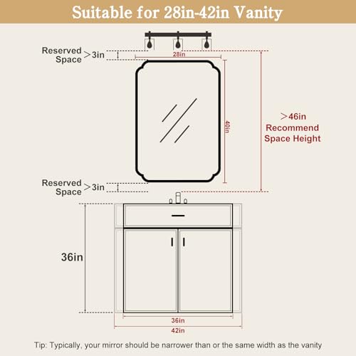 WallBeyond 28" x 40" Rounded Corner Arch Wall Mirror with Wood Frame for Entryway, Living Room or Bedroom Home Decor - Light Woodgrain [28 x 40 inches, Natural Color] - color: Natural a, size: 40"L x 28"W