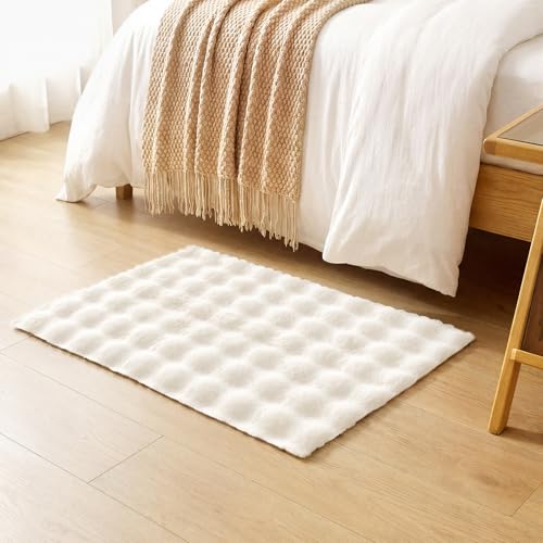 Lotus Karen Washable Area Rug, 3D Bubble Rug for Living Room, Bedroom, Faux Fur Carpet for Home Decor,2' W × 3' L, Cream White - color: Cream White, size: 2' x 3' (Rectangular)