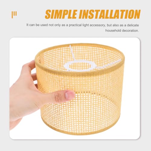 Rattan Lampshade 6.29X6.29X4.72 Inch Hand Woven Lamp Cover Natural Wicker Lamp Shade Soft Light Diffuser for Table Lamps Living Room Bedroom Decor