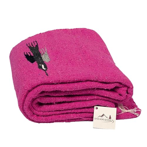 Open Road Goods Mexican Thunderbird Yoga Blanket, Handwoven Throw for Yoga, Meditation, and Home Décor – Versatile Blanket for Beach, Picnic, Camping, or Outdoor Use - color: Hot Pink