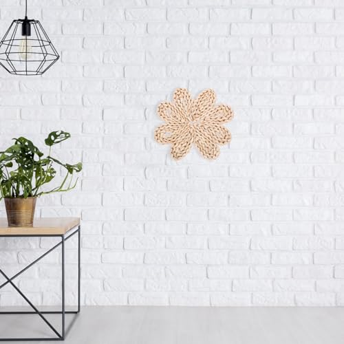 STOBAZA Woven Flower Wall Decor Boho Wall Basket Flower Shape Seagrass Woven Hanging Art for Farmhouse Bedroom Living Room Decoration