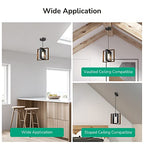 EDISHINE Farmhouse Pendant Light Fixture, Rustic Hanging Light Fixture with Wood Grain and Black Finish, Pendant Lighting for Kitchen Island, Dining Room, Hallway, Adjustable Cord