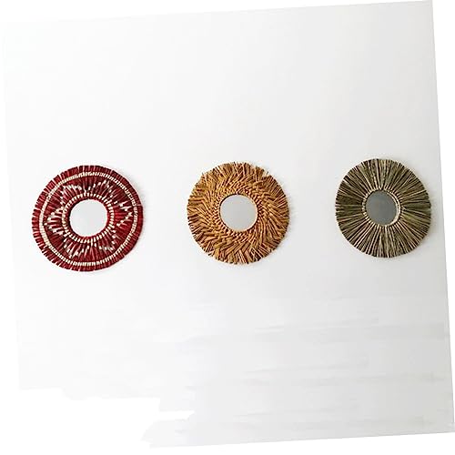 Cabilock Scandinavian Home Decor Round Wall Mirror Boho Style Tassel Woven Handmade Wall Art