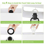 Bedside Touch Control Table Lamp with Dual USB Charging Ports 1 AC Outlet, 3 Way Dimmable Modern Nightstand Lamp with White Fabric Shade, Desk Lamp for Bedroom Living Room Office with 5000K LED Bulb - color: White