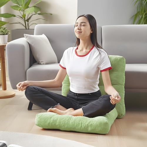 Meditation Floor Pillow Set of 2, Square Large Pillows Seating for Adults, Tufted Corduroy Cushion for Living Room Tatami, Green 22x22 Inch - color: Square | Green | 2 Pack, size: 2 Pack