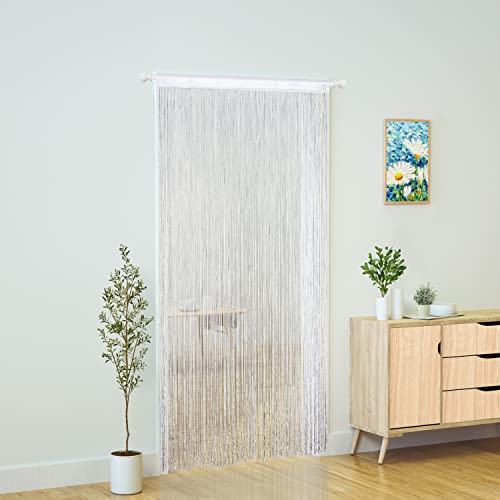 YaoYue Doorway String Curtain Door Curtains,Boho Hippie Hanging Fringe Room Divider for Patio Bedroom Closet Kitchen Laundry,Room Window Wall Door Decor(39×79in/100×200cm,White) - color: White, size: 39"W x 79"L (Pack of 1)