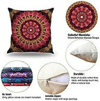 Jartinle Set of 4 Retro Floral Mandala Compass Medallion Bohemian Pillow Covers Boho Decor Hippie Throw Pillows Decorative for Sofa Couch 18 x 18