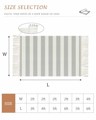 Simple Gray Stripes Kitchen Runner Rug 2'x4', Washable Woven Cotton Area Rug Bathroom Hallway Rug, Geometric Vertical Linens Modern Minimalism Entryway Bedroom Rug Non Slip Throw Rug Carpet - color: Grey, size: 2 x 4 ft