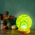 Table Lamp Turkish Mosaic Glass Night Light Bohemian Spherical Decorative Lamp for Dining Room Ambient Lighting Thanksgiving Party Living Room Decor Unique Home Gift (Boho-Green, Boho)4.72"*5.31" - style: Retro