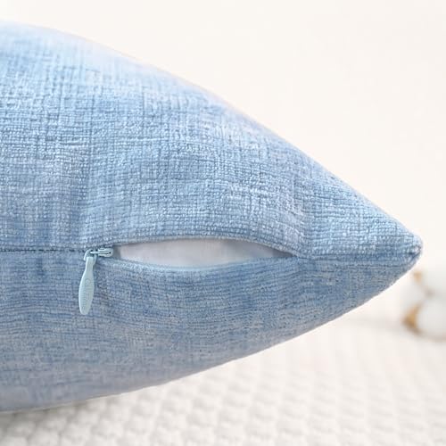 CaliTime Throw Pillow Covers Decorative 16 X 16 Inches Pack of 2 Cozy Chenille Cushion Cases for Couch Sofa Bed Living Room Home Baby Blue - color: Baby Blue, size: 16" x 16" (Pack of 2)