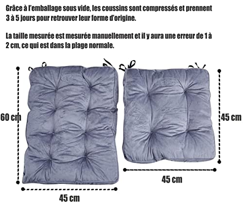 Big Hippo Rocking Chair Cushions Set with Ties, Tufted Thick Back and Seat Pads for Wooden Glider & Nursery, Velour Lumbar Support to Relieve Tailbone Pain for Indoor Office (Grey) - color: Grey2
