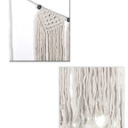 Macrame Woven Wall Hanging Tapestry Beige Fringe Tassel Garland Banner Boho Chic Home Decorative Interior Wall Decor Bohemian Ethnic Apartment Dorm Room Party Wedding Backdrop Decoration