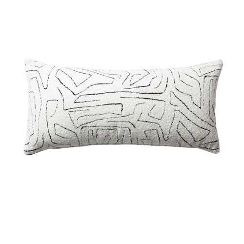 Throw Pillow Covers, Pack of 1 Woven Jacquard Cushion Covers for Sofas, Couches, Bed, Boho Home Decor, Cozy Soft and Comfortable Pillow Cases Bed, Amorf, White 14x28 Inch - color: White, size: 28" x 14" (Pack of 1)