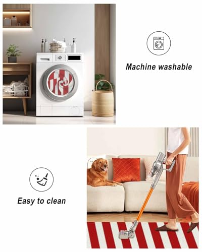 Simple Red Stripes Kitchen Runner Rug 2'x4', Washable Woven Cotton Area Rug Bathroom Hallway Rug, Geometric Vertical Linens Modern Minimalism Entryway Bedroom Rug Non Slip Throw Rug Carpet - color: Red, size: 2 x 4 ft