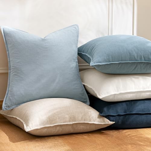 26x26 Inch Set of 2 Euro Sham Decorative Linen Solid Throw Pillow Covers Boho Accent Farmhouse Pillowcases Modern Netural Home Decor for Bed Couch Sofa Living Room,Cream White - color: Cream White, size: 26" x 26" (Pack of 2)