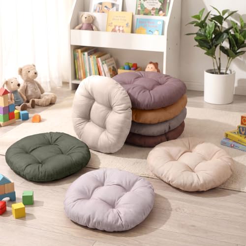 Fumete 8 Pcs 16 Inch Floor Cushions Pillow for Kids Bulk Classroom Round Flexible Seating Floor Cushions for Students Home Daycare School Reading Corner Yoga Meditation Picnic (Earth Tone) - color: Earth Tone