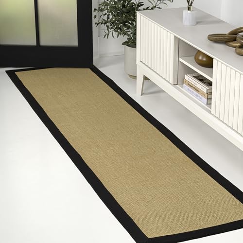 JONATHAN Y Border Jute Runner Rug Natural/Black 2X8 ft, Camden Farmhouse Cottage for Living Room, Bedroom, Kitchen, Office, Easy-Cleaning, High Traffic, Pet-Friendly, Non-Shedding KTN100F-28 - color: Natural/Black, size: 2'2" x 8' (Runner)