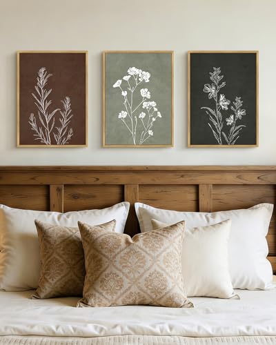 Drsoum Flower Wall Art Vintage Floral Minimalist Wall Hanging Decor Farmhouse Colorful Botanical Prints Artwork for Office Dining Room Hallway 11x14in Natural Framed - color: Vintage Flower, size: 11x14in, Natural Framed