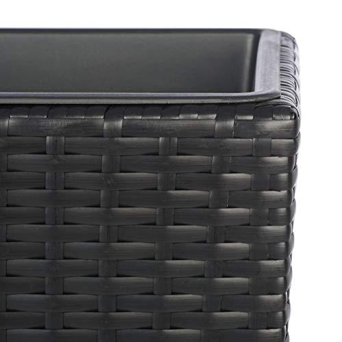 SAFAVIEH Outdoor - Rita Black Wicker 3-Tier Plant Stand with Baskets, Vertical Flower Rack Planter Shelf for Patio, Balcony, Garden, 32.28"W x 11.02"D x 24.8"H (PAT7705A) - color: Black