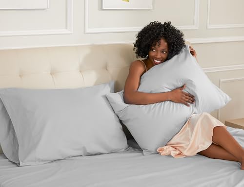 Sunflower Queen Pillowcases Set of 2, 100% Cotton Queen Pillow Cases 2, 20×30 inches Ash, Soft and Breathable - color: Ash, size: Queen (20"x30")