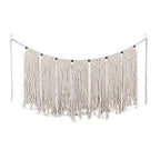 Macrame Woven Wall Hanging Tapestry Beige Fringe Tassel Garland Banner Boho Chic Home Decorative Interior Wall Decor Bohemian Ethnic Apartment Dorm Room Party Wedding Backdrop Decoration