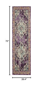 SAFAVIEH Monaco Collection Runner Rug - 2'2" x 6', Violet & Light Blue, Non-Shedding & Easy to Clean, Distressed Medallion Design, Ideal for Hallway, Foyer, Entryway, Kitchen, Bedroom (MNC243L) - color: Violet/Light Blue, size: 2'2" x 6' (Runner)