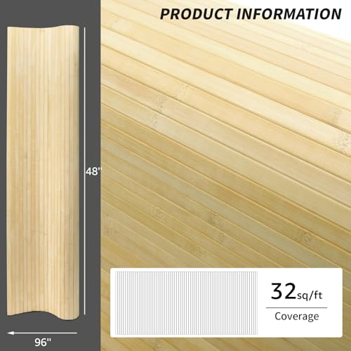 Art3d Natural Bamboo Wall Panel for Interior Wall Decor, Renewable Pole Wrap Wainscoting Paneling for Wall Ceiling Furniture Cabinet Office, 48 x 96 Inch - Raw - color: Raw, size: 1-48" x 96"