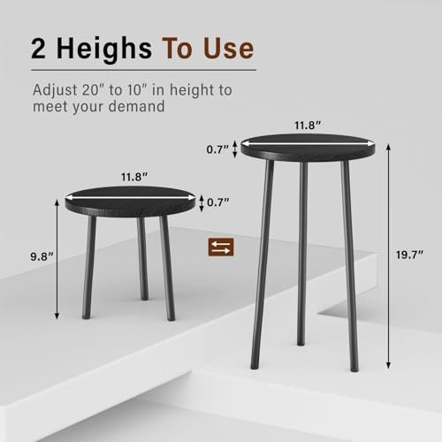 Plant Stand Indoor Outdoor: 2 Pack Indoor Plant Stand 20'' Convertible Multi-purpose Holder - Mid Century Modern Decor - Tall Plant Table for Living Room/Balcony/Garden/Patio - color: Black, size: 20"&20"