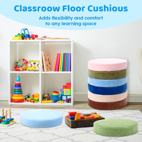 GlikCeil 8 Pcs Round Floor Pillow Cushions for Kids Classroom 15'' Soft Flexible Seating Chair Floor Seats for Reading Corner Playroom - Winter & Spring School Supplies (Creamy Pastels Collection) - color: Creamy Pastels Collection