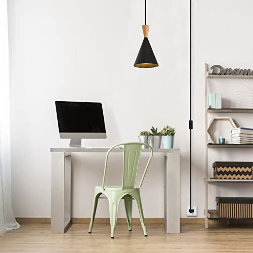 Modern plug in Pendant Light with cord, Adjustable chandelier hanging lamps that plug into wall outlet for Kitchen Island, Bedroom, Living room, Dining Room, Contemporary wall Décor - size: funnel pendant light black