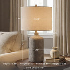 Signature Design by Ashley Linus Modern 25" Ceramic Table Lamp, Natural Stone Finish - color: Antique black