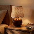 Benton Ceramic Table Lamp with Fabric Shade – 13" Bedside Accent Lamp for Bedroom, Living Room & Nightstand (Brown) - color: Brown