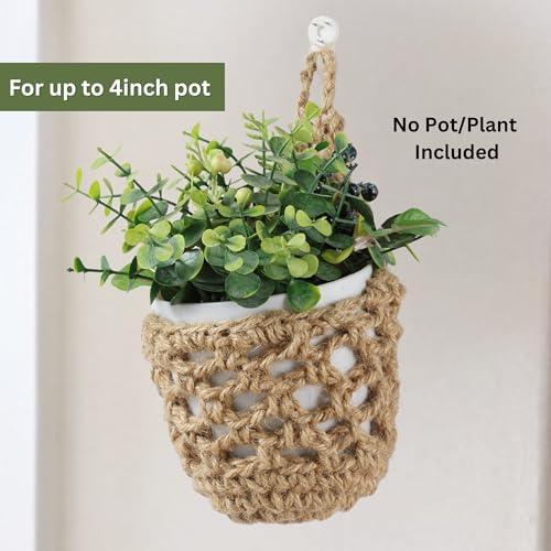 3 Packs Hanging Planters for Indoor Plants up to 4 in., Wall Plant Holder | Plant Hanger Indoor, Wall Planters for Indoor Plants, Hanging Plant (3PK, for 4 inch Pot) - color: Jute X 3pc