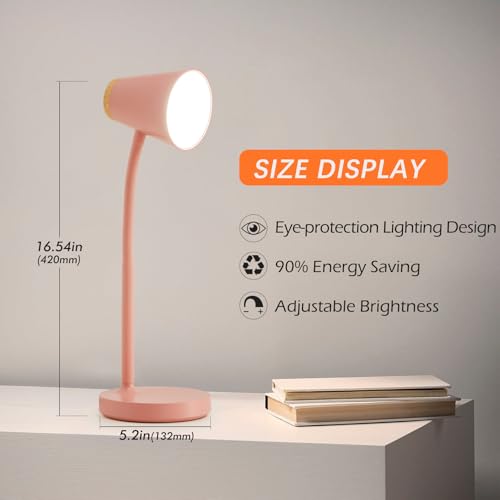 EJIAXIN Desk Lamps for Home Office - Small LED Desk Lamp Touch Dimmable Reading Light for College Dorm Room - Adjustable Flexible Gooseneck Table Lamp for Bedside Bedroom Nightstand Pink - color: Pink
