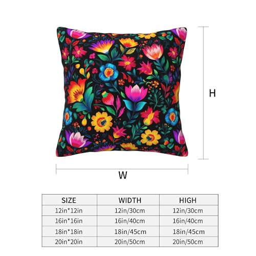 Mexico Flowers Throw Pillow Covers 18 X 18 Inch Set of 4 Decorative Cushion Cover Home Decor for Sofa Chair Couch Bedroom Living Room - color: Mexico