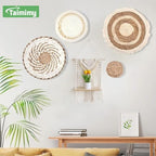 7 Pack Boho Wall Basket Decor,Hanging Woven Wall Basket Decor,Handmade Round Tassels Tapestry Wall Decor,Wicker Bamboo Seagrass Wall Hanging Decor for Farmhouse Living Rooms Bedrooms Display