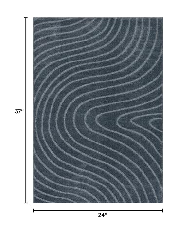 LUXE WEAVERS Modern Geometric Wave Blue 2x3 Area Rug - color: Blue, size: 2' x 3' (Rectangular)