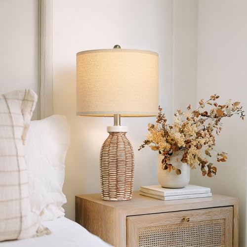 22.75" Table Lamps for Living Room Small Lamps for Bedroom Bedside Lamps Set of 2 Boho Lamps for Night Stands Nightstand Lamp Farmhouse Vintage Rustic Modern Side End Table Lamp Light Home Deco Gifts - color: Wood Grain