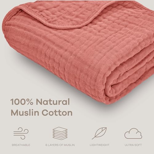 Comfy Cubs Muslin Baby Blanket - Soft, Lightweight, 6-Layer Cotton Swaddle Blankets for Newborns, Infants & Toddlers - 40" x 40" Large, Breathable & Versatile for Sleeping & Tummy Time - Dusty Rose - color: Dusty Rose, size: Baby - 40" X 40"