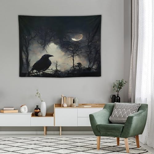 Houselerax Gothic Crow Tapestry,Black Birds Crow Gothic Dark Wings Thriller Witchy Wall Hanging Decor Tapestries for Bedroom Living Room 60"x40" - color: Gothic-3, size: W60xL40in