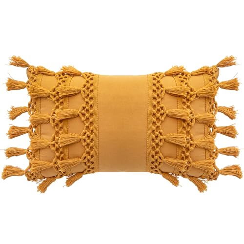 RAJRANG Artisan Gold Lumbar Sofa Pillow Cover - Cotton Rectangle Throw Pillow Covers 20x12 in for Couch, Sofa, Living Room Decor - color: Artisan"s Gold, size: 20" x 12" Rectangular