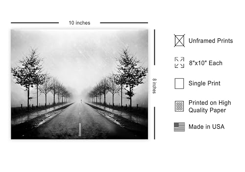 Monem Art Foggy Atmosphere Print - A Mortal in a Mirror World Poster - Landscape Art - Monochrome Office or Living Room Decor - 8x10 Unframed Wall Art by Adam Dauria - color: Style-06, size: 8"L x 10"W