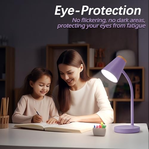 EJIAXIN Desk Lamps for Home Office - Small LED Desk Lamp Touch Dimmable Reading Light for College Dorm Room - Adjustable Flexible Gooseneck Table Lamp for Bedside Bedroom Nightstand Purple - color: Purple