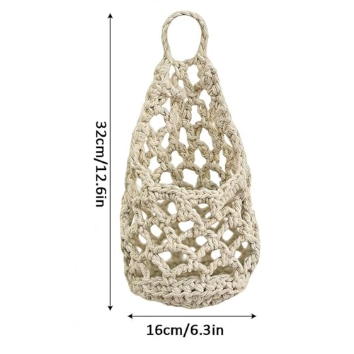 Cotton Rope Plant Holder – Wall Mounted Hanging Basket Set with Hooks | Stylish Indoor Boho Planter for Home Decoration, Living Room, Bedroom, Balcony, and Greenery Display - color: White