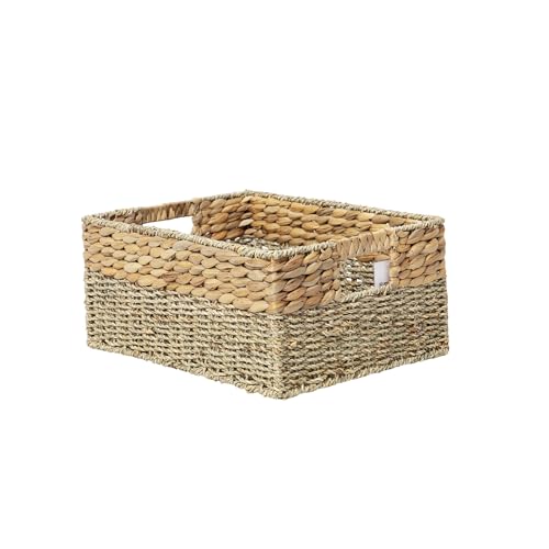 YAHUAN Natural Water Hyacinth & Seagrass Woven Storage Baskets – Wicker Storage Basket Organizer Bins with Handles for Home & Office Pantry Shelf (Small) - color: Small