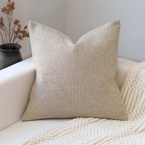 FIOUOVO Decorative Neutral Throw Pillow Covers 20x20 Farmhouse Pillow Covers Cotton Stripe Cushion Covers Home Decor for Sofa Couch Living Room Bedroom 1PC, Waffle - color: Waffle Stripe, size: 20" x 20" (Pack of 1)