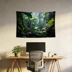 QGHOT Jungle Tapestry Wall Hanging Tropical Rainforest Backdrop Green Palm Leaves Tapestry Extra Large Forest Wall Art for Bedroom Living Room Office Decor 39.1" L x 59.1" W - size: 39.1"L x 59.1"W