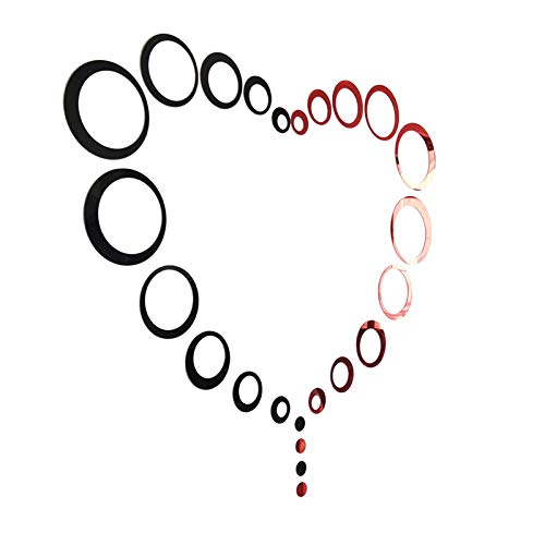 24Pcs Acrylic Circle Mirror Wall Stickers DIY Decals Modern Art Mural for Home Living Room Bedroom Decor Black and Red - color: 24pcs Circle(black+ Red)