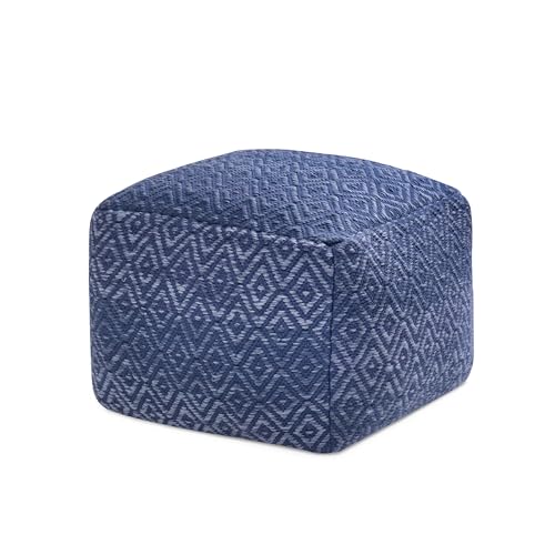 Anji Mountain Pouf Ottoman Foot Rest, Handmade Ottoman Pouf, Comfortable Foot Stool, Decorative Floor Seating for Living Room Decor, Bedroom & Home Décor Accent - Blue - color: Blue
